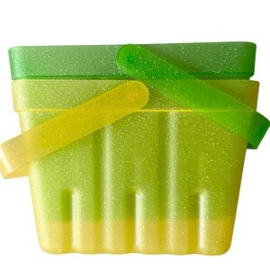 NEW Green and Yellow Glitter Baskets w/ Handles, Set of 2